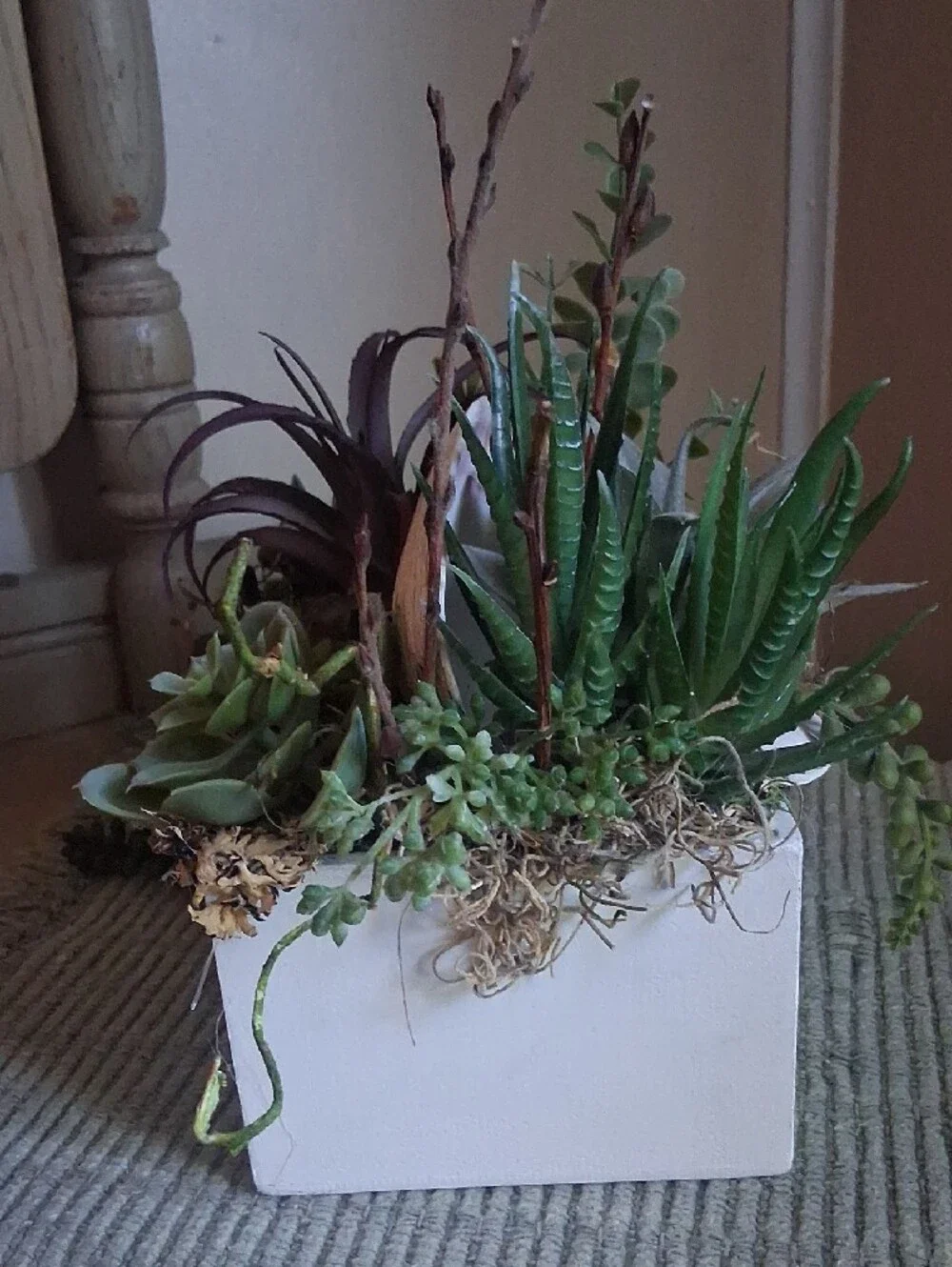 Home Accents Faux Succulent Arrangement in White Planter